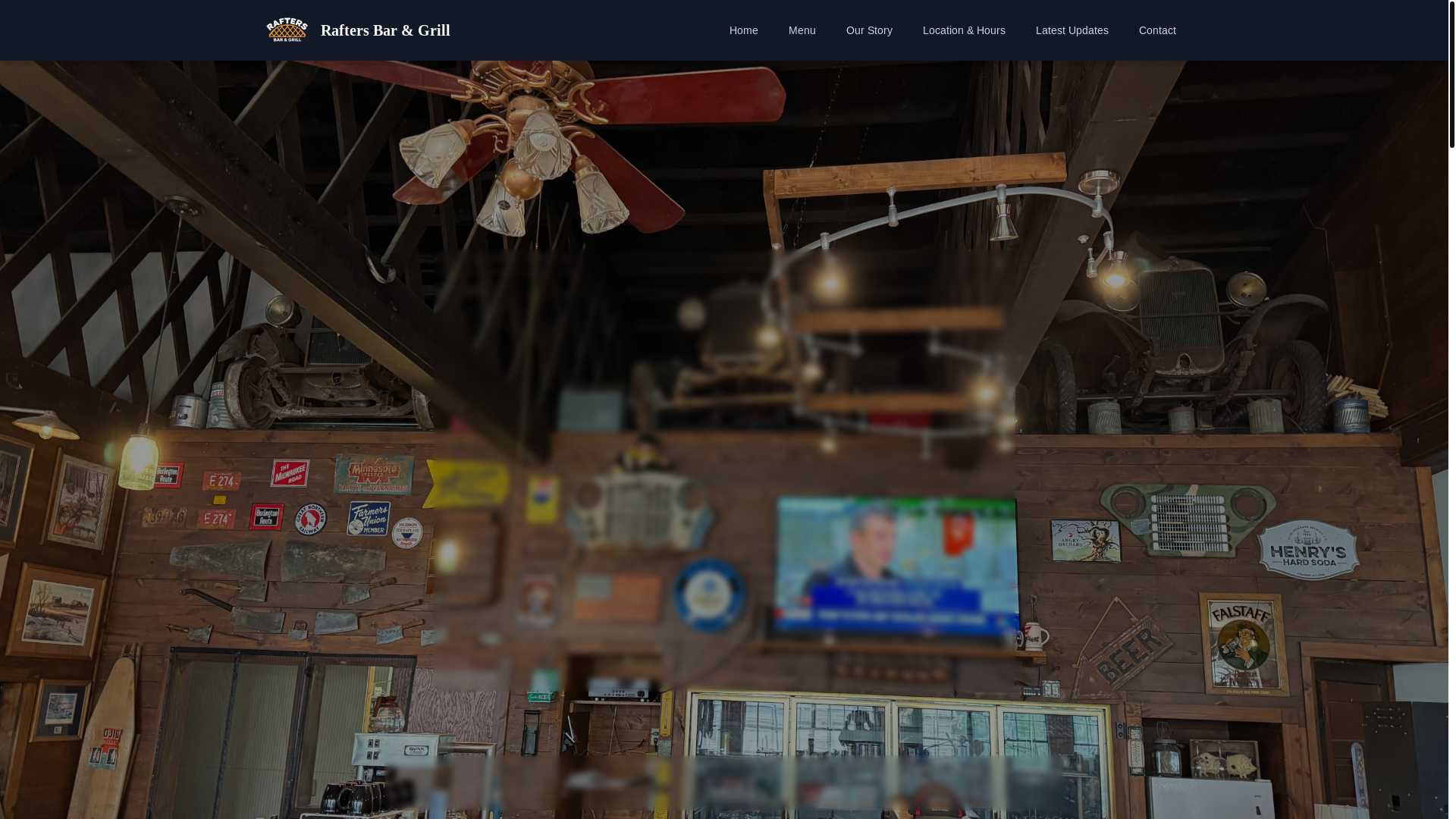 website screenshot of https://raftersbarandgrill.com/