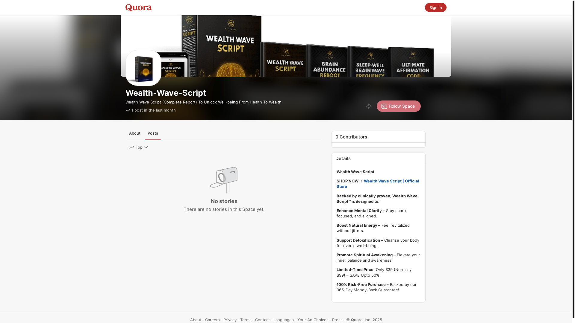 website screenshot of https://wealthwavescript.quora.com/