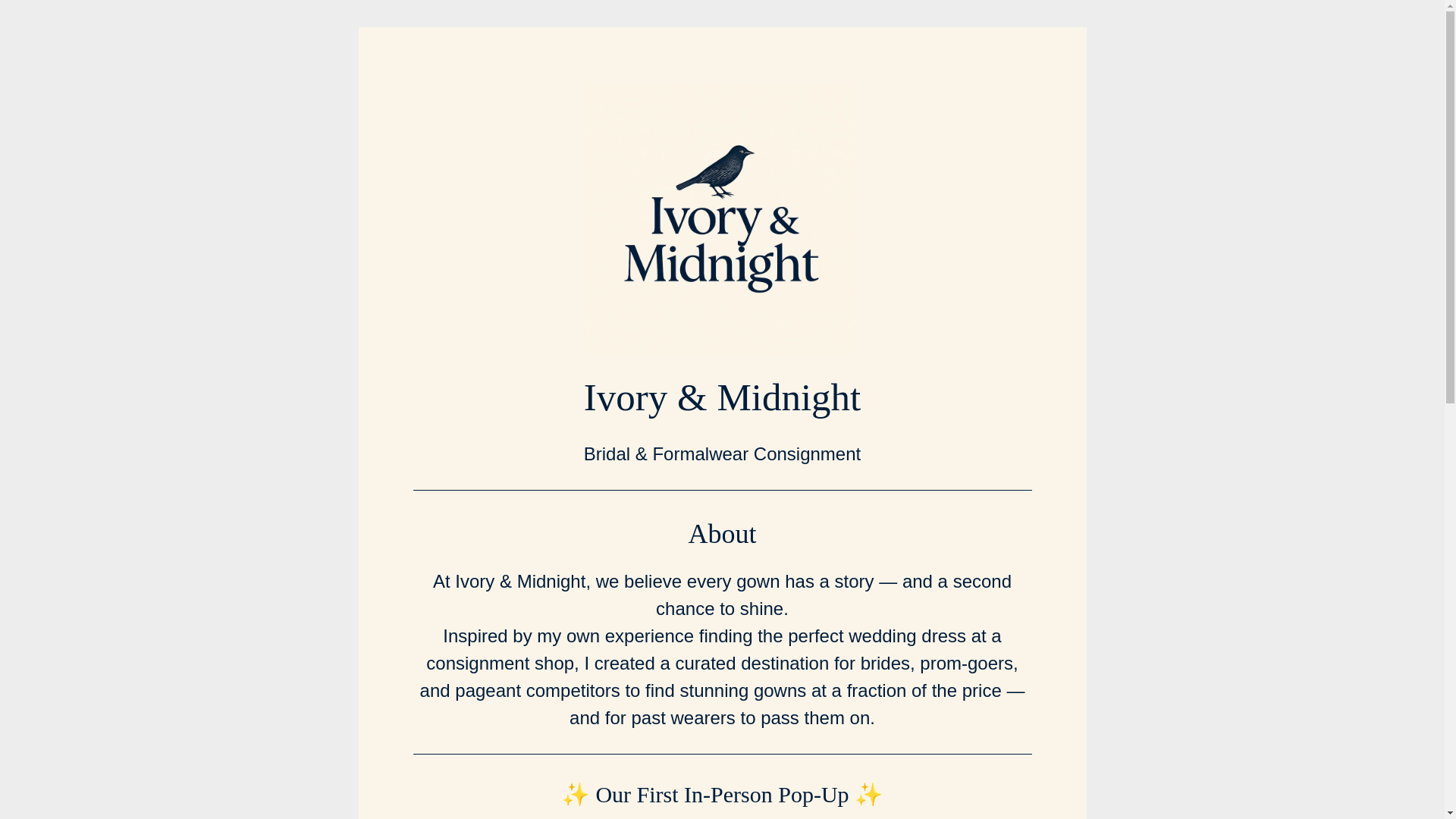 website screenshot of https://ivoryandmidnight.com/