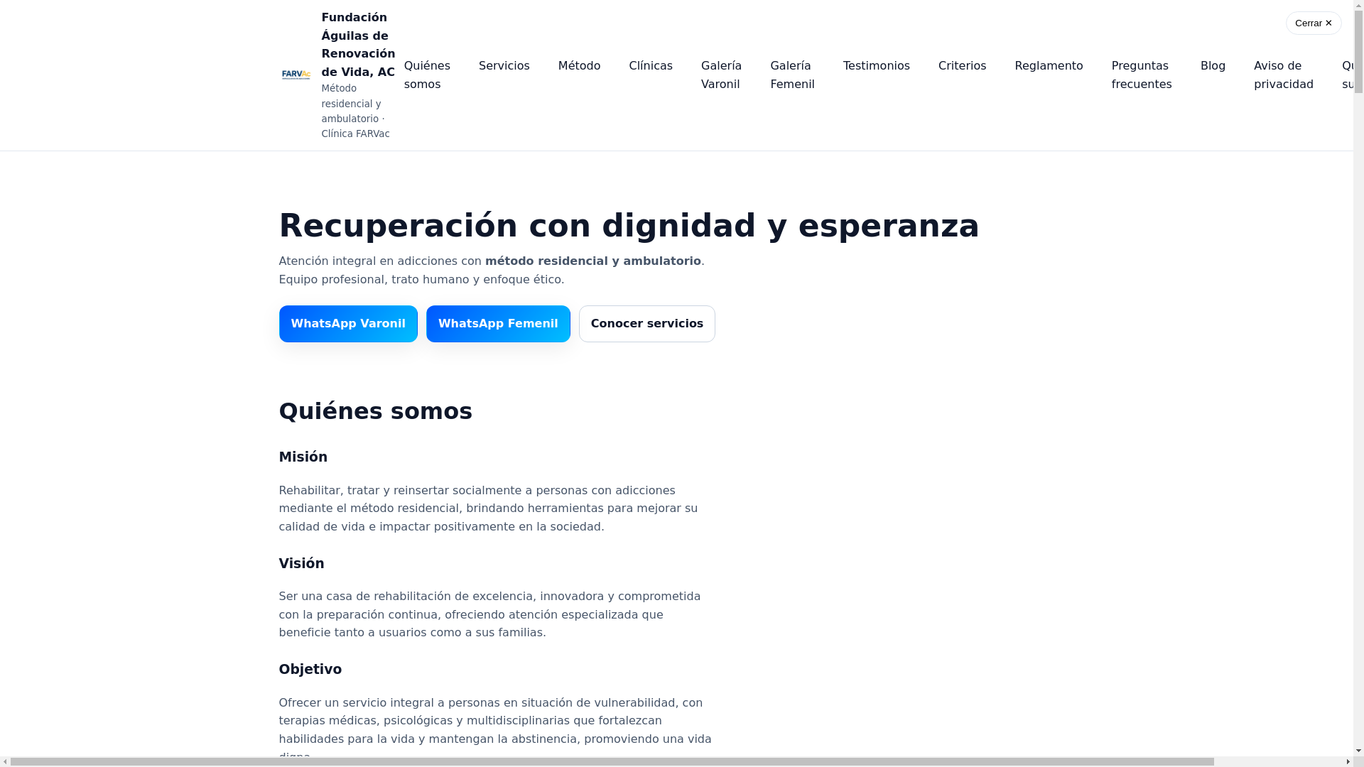 website screenshot of https://farvac.org/