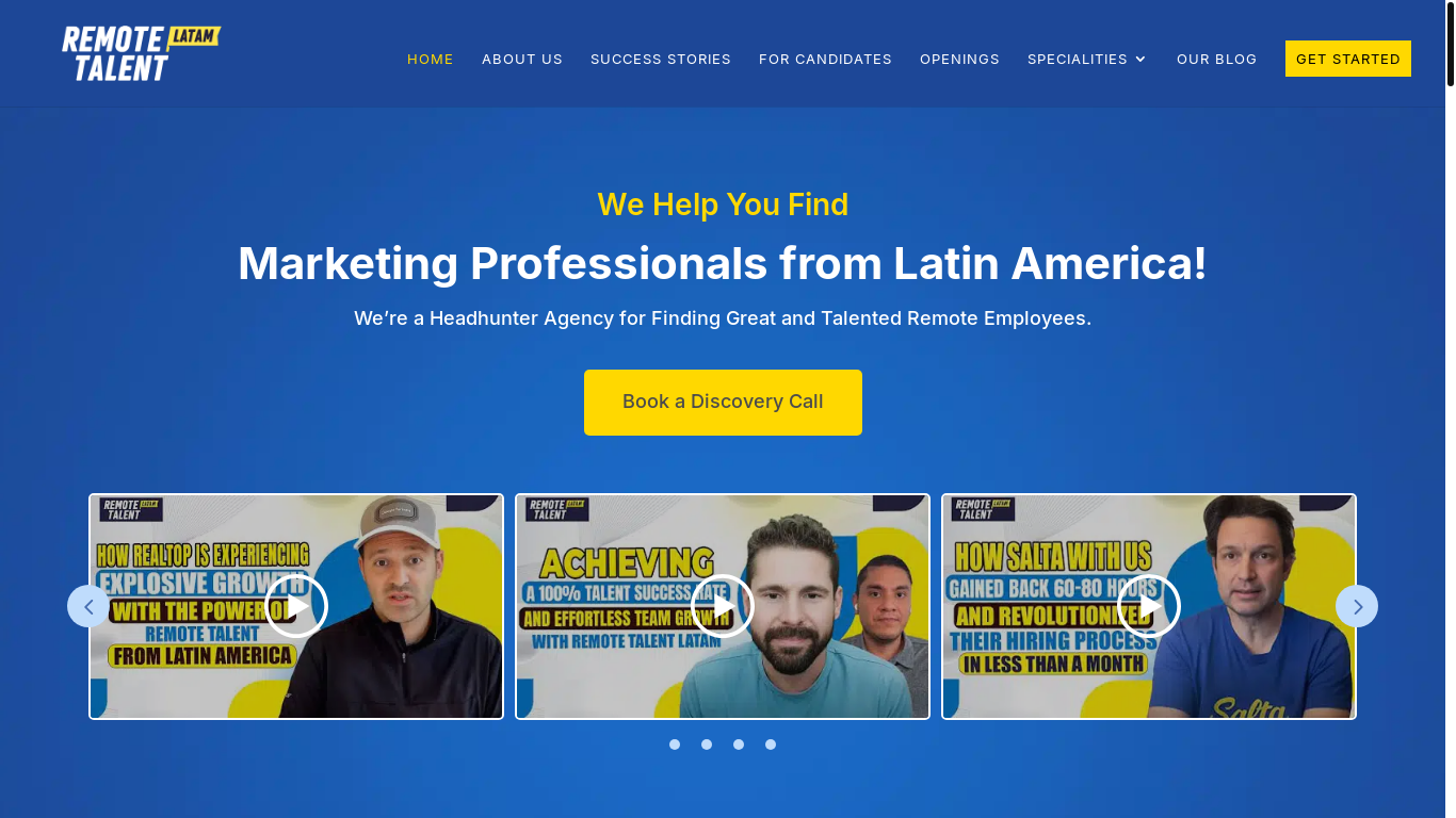 website screenshot of https://remotetalentlatamteam.com/