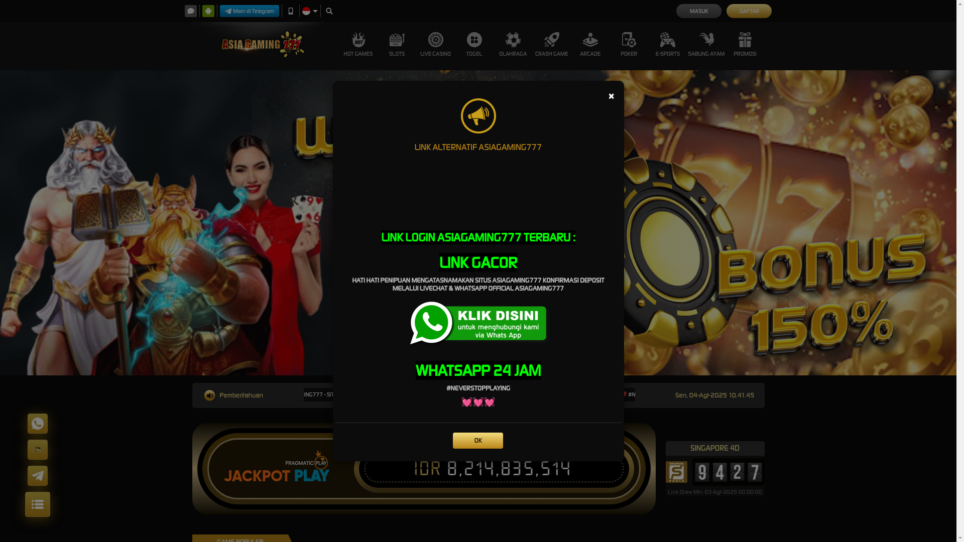 website screenshot of https://slot-asiagaming777.shop/