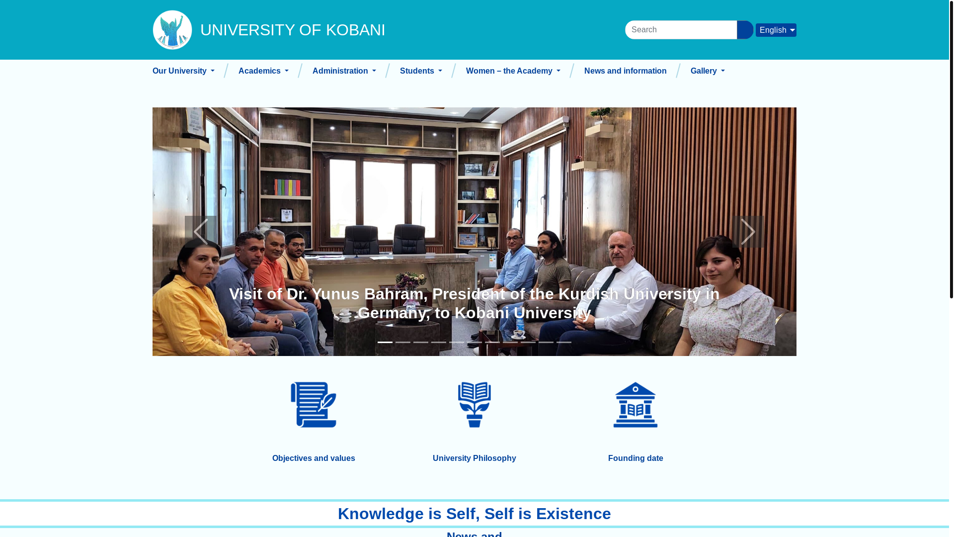 website screenshot of https://www.kobani-uni.ac/en