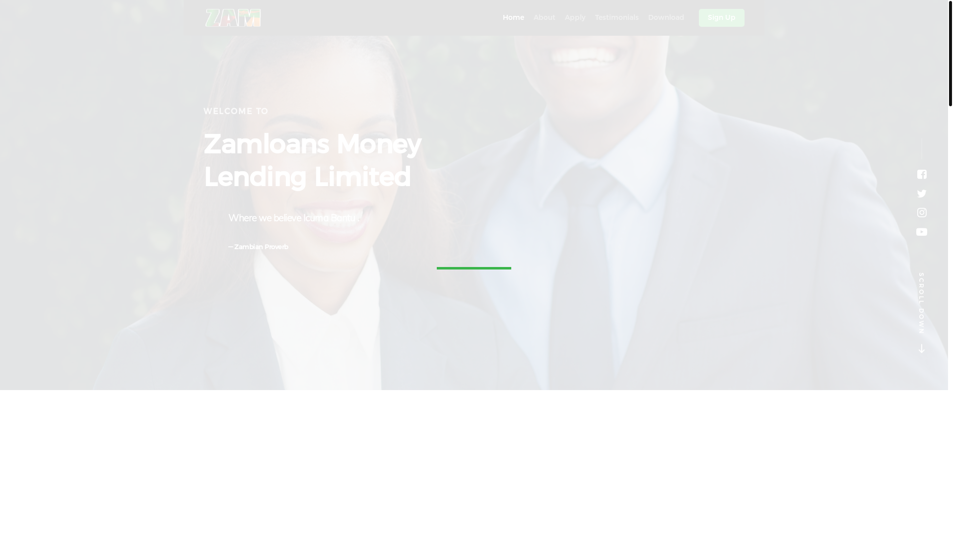 website screenshot of https://zamloans.pages.dev/
