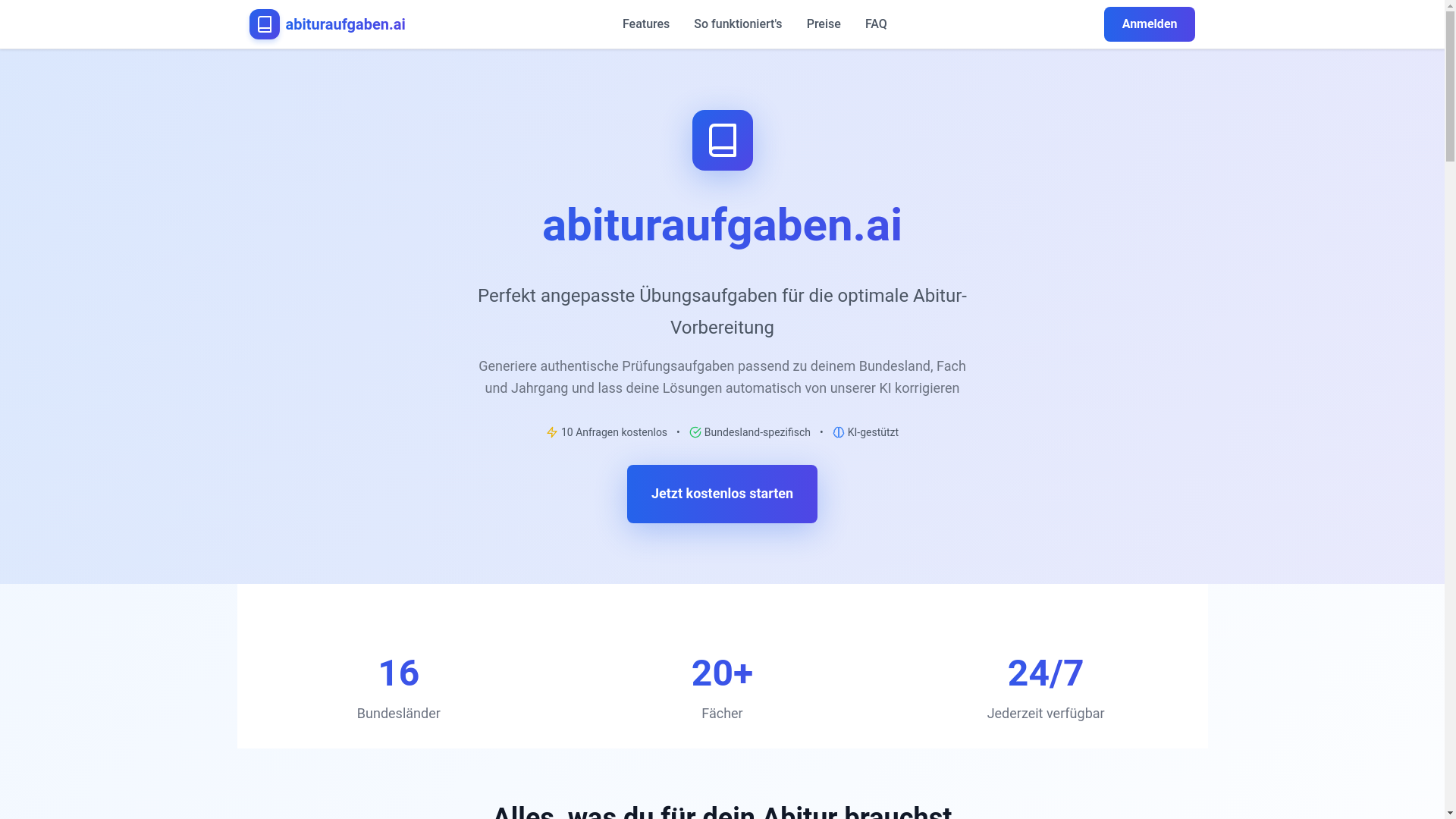 website screenshot of https://abituraufgaben.ai/
