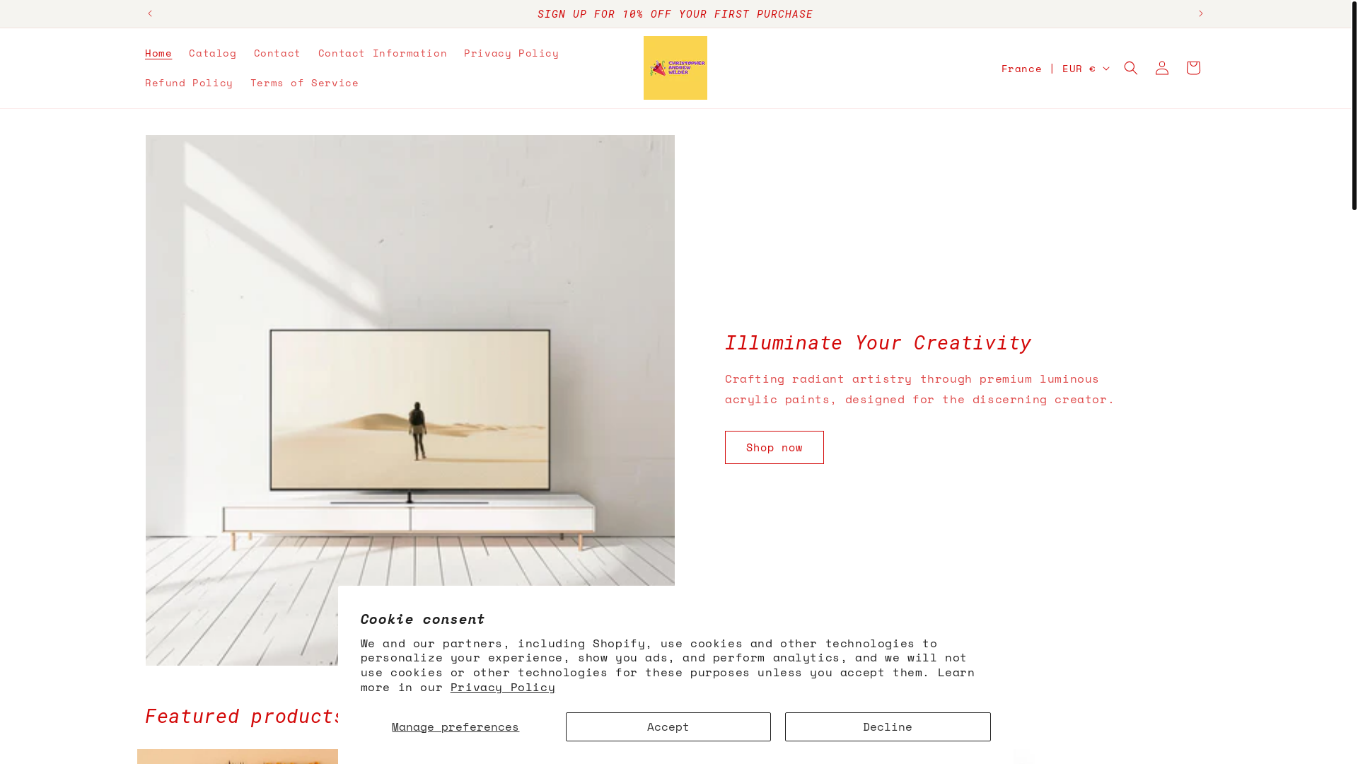 website screenshot of https://christopherandrewwilder.store/