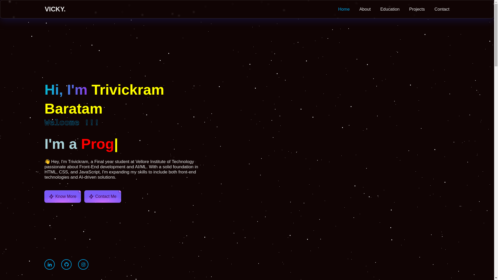 website screenshot of https://trivickram.me/