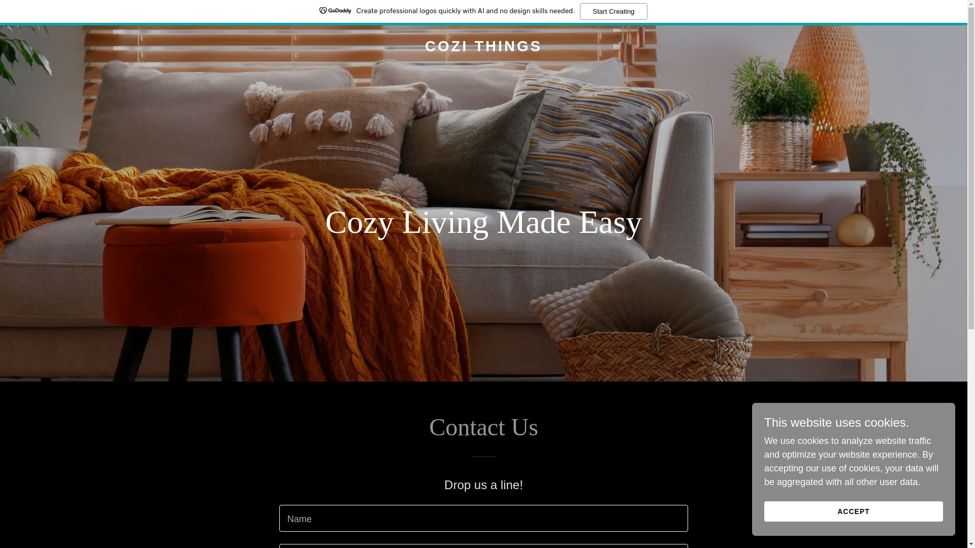 website screenshot of https://cozithings.com/