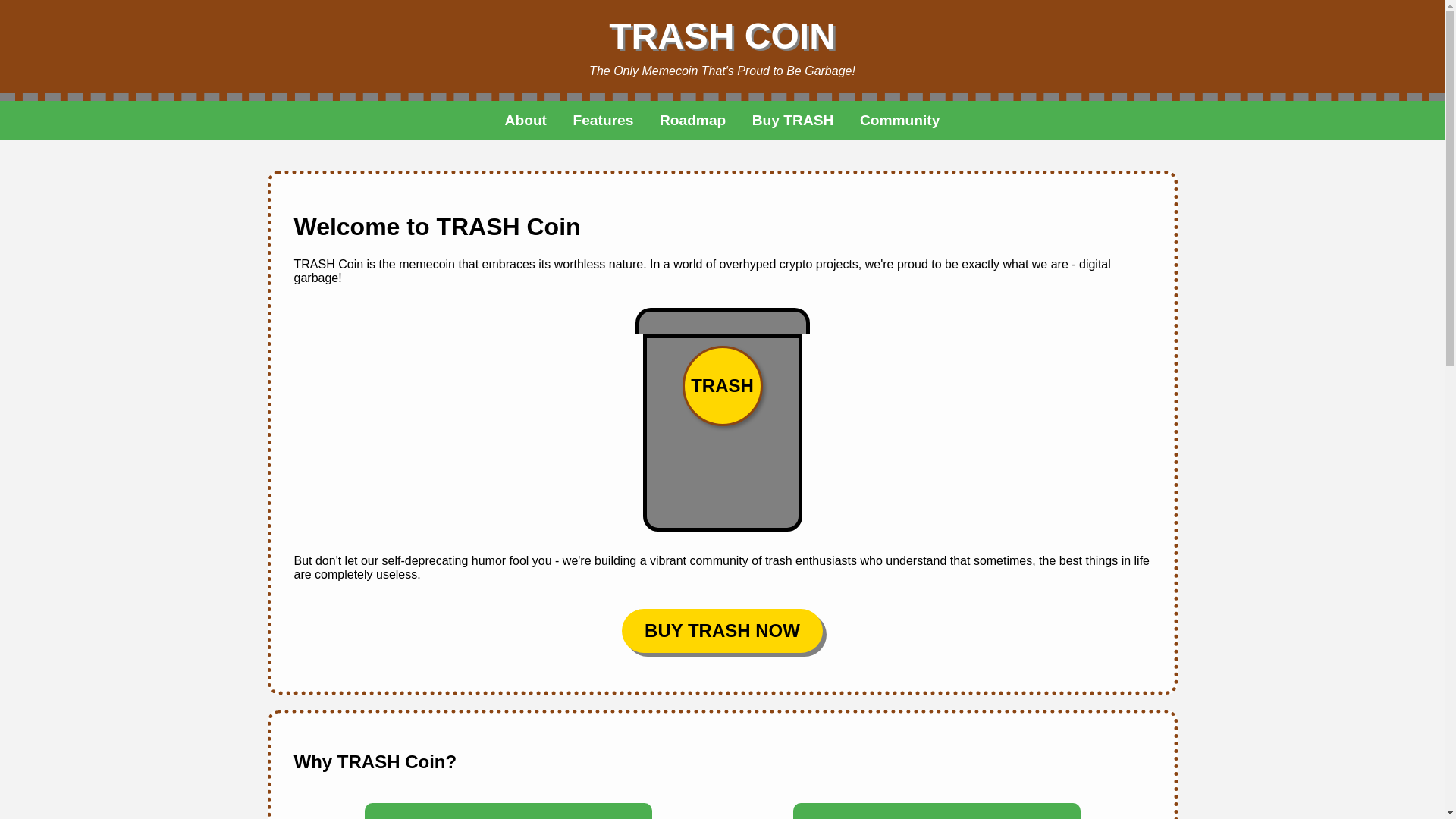 website screenshot of https://trashonbags.fun/