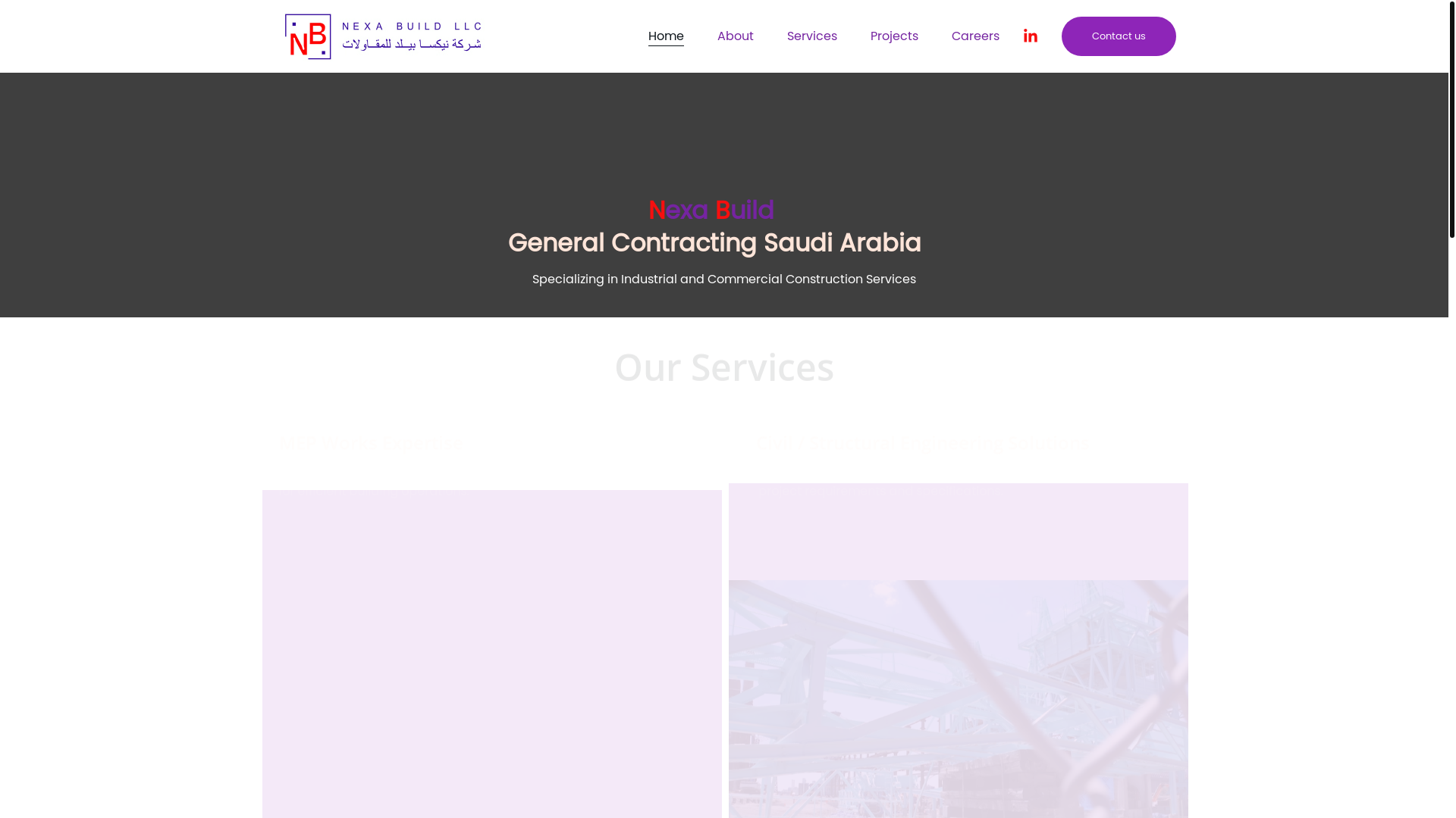 website screenshot of https://nexabuildksa.com/