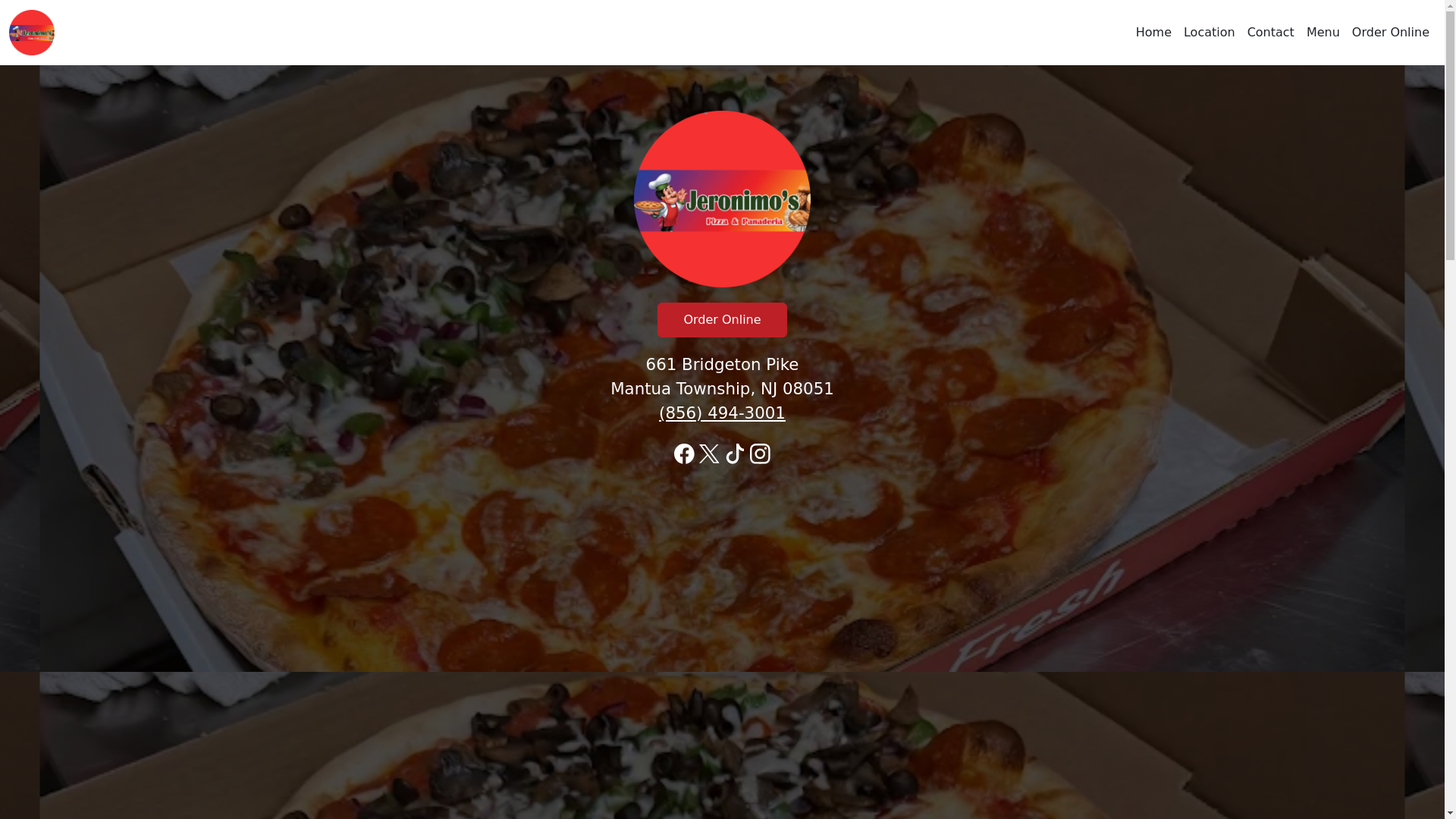 website screenshot of https://jeronimospizzanj.com/