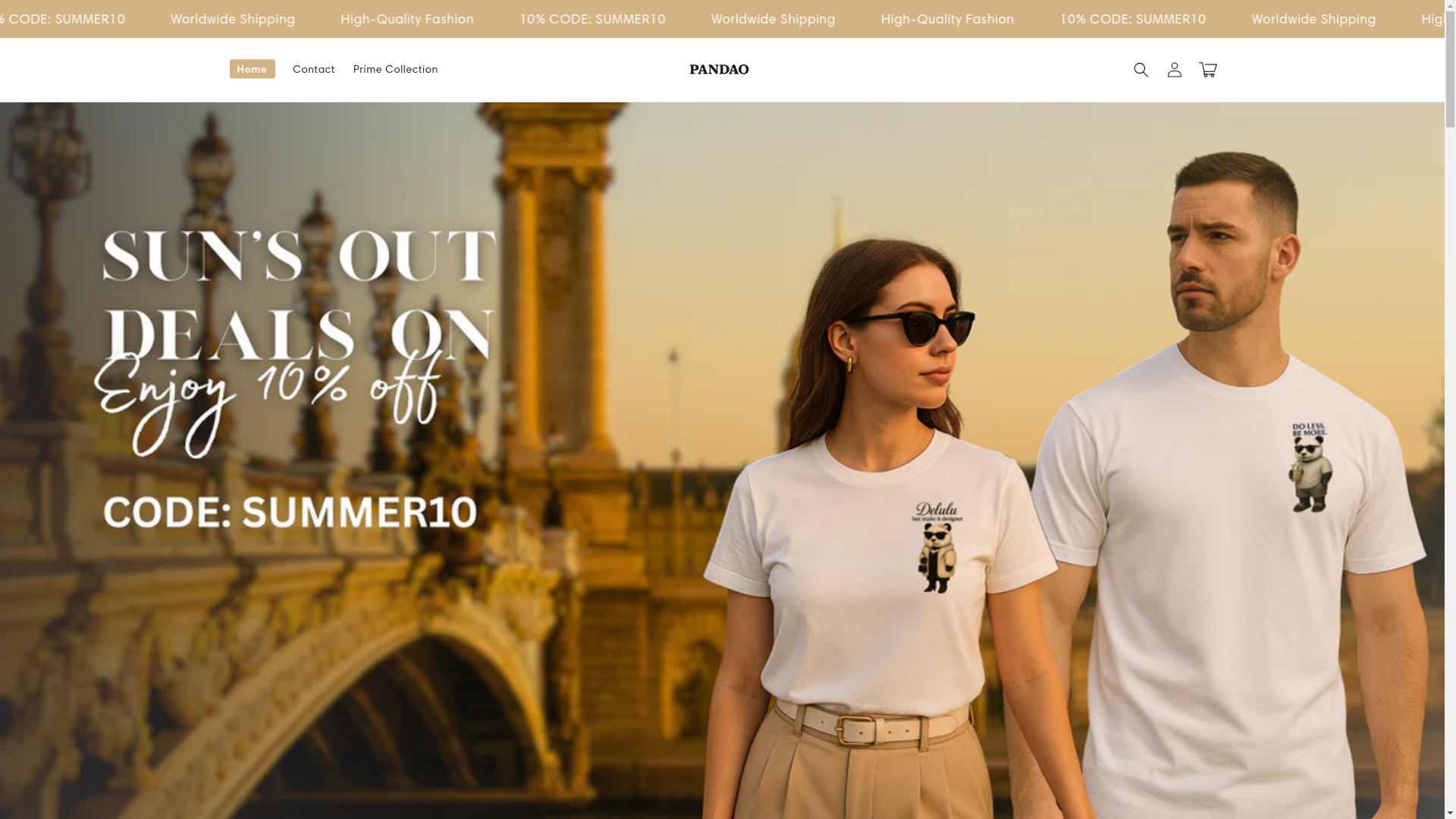 website screenshot of https://pandao.fashion/