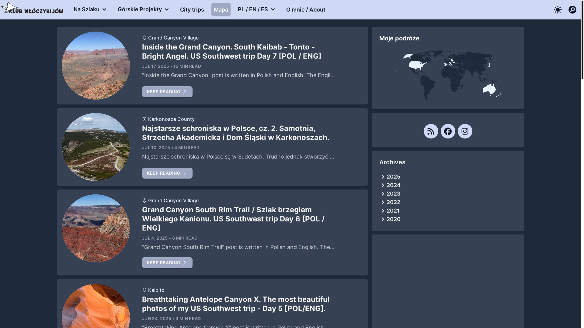 website screenshot of https://travelfeed-klubwloczykijow-8cf2f6.pages.dev/