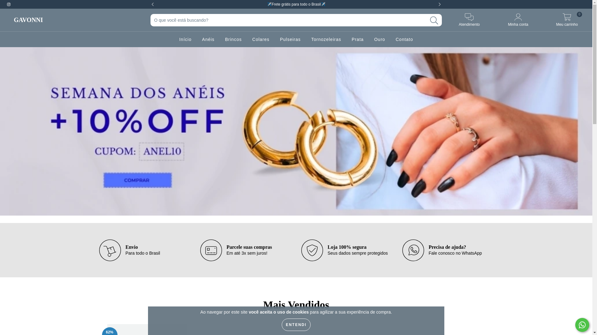 website screenshot of https://gavonnisemijoias.com.br/