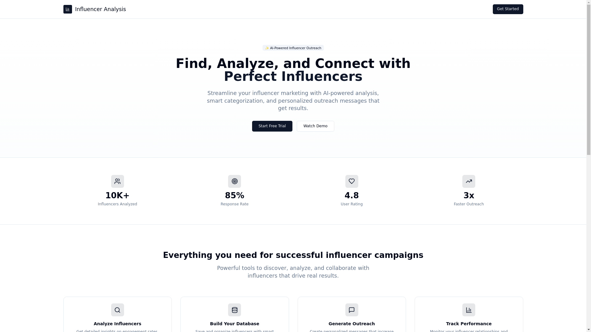 website screenshot of https://influence-ai.pages.dev/