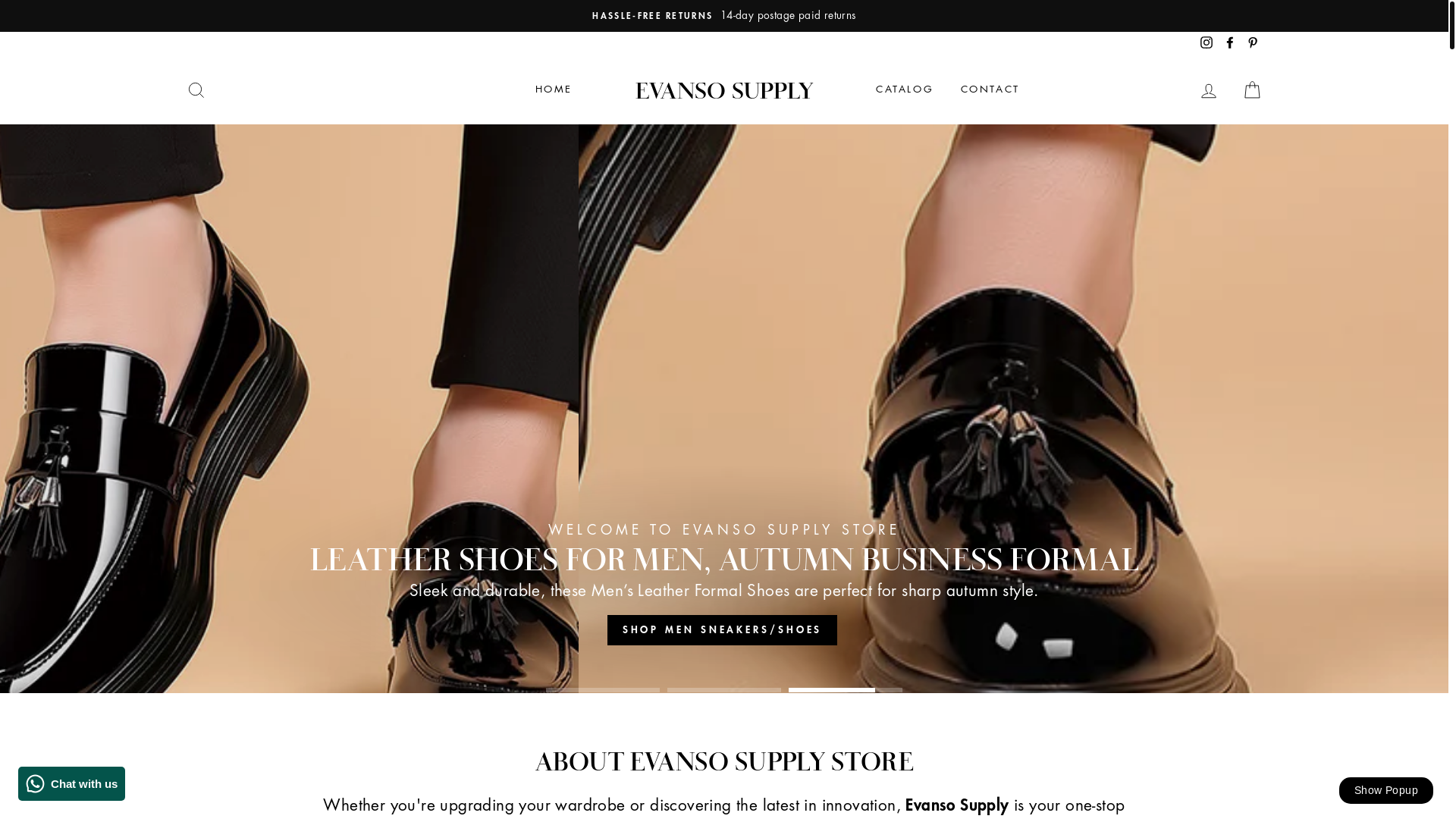 website screenshot of https://evansosupply.com/