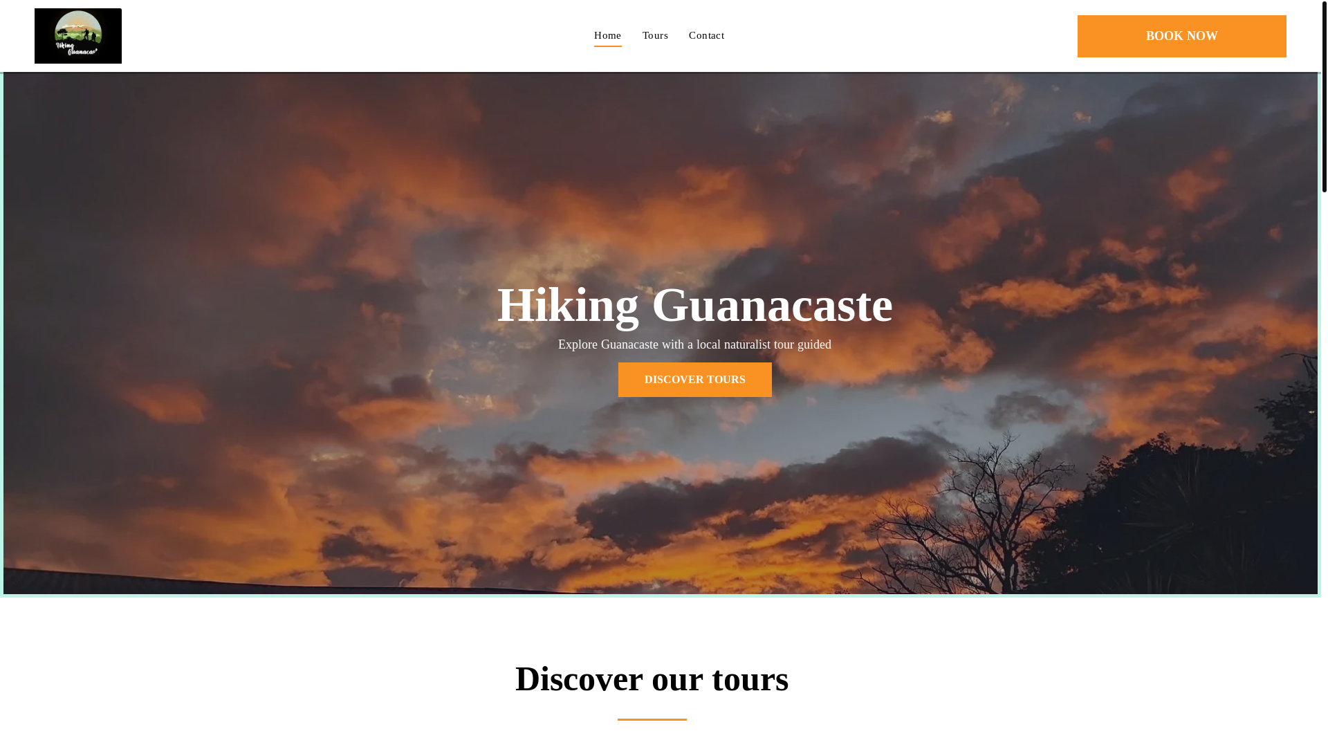 website screenshot of https://hikingguanacaste.net/