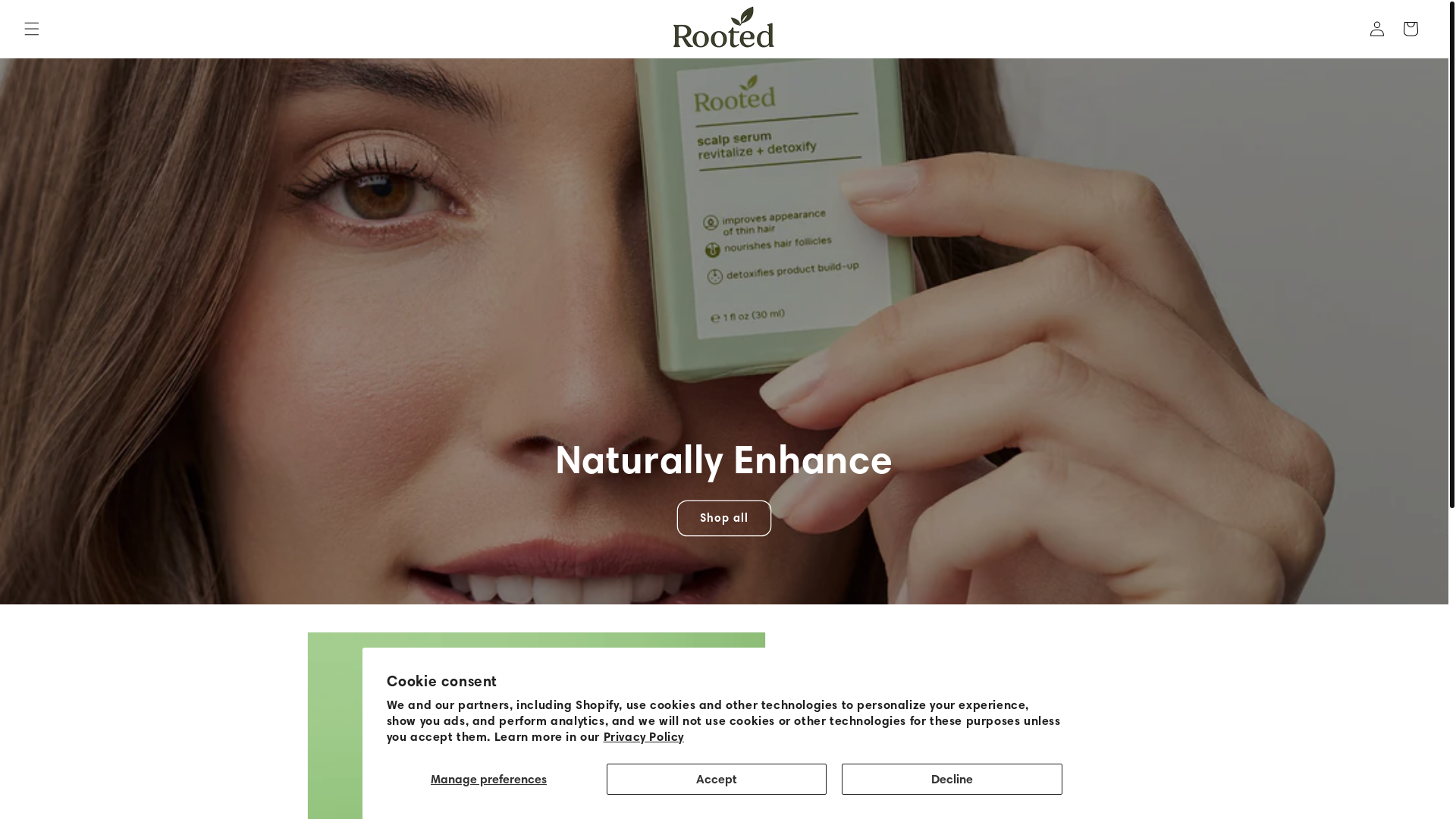 website screenshot of https://beautybyrooted.com/