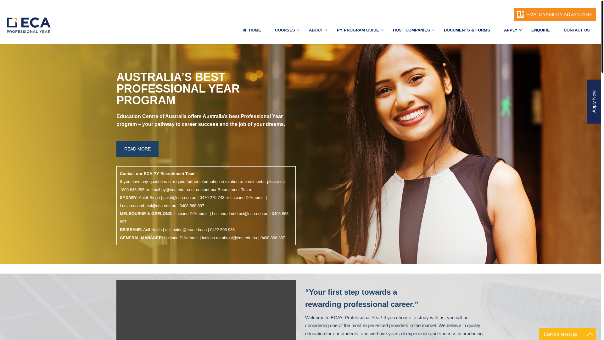 website screenshot of https://professionalyear.info/