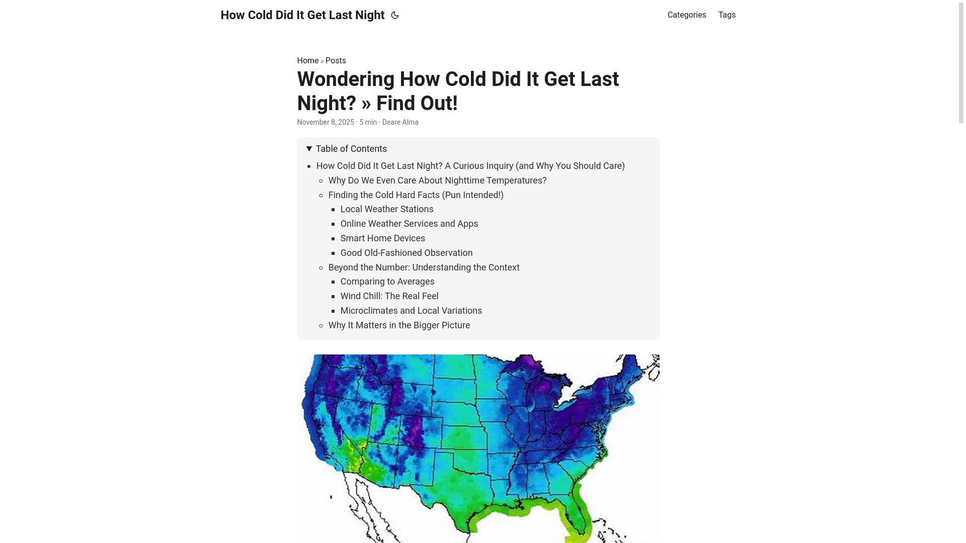 website screenshot of https://how-cold-did-it-get-last-night.pages.dev/