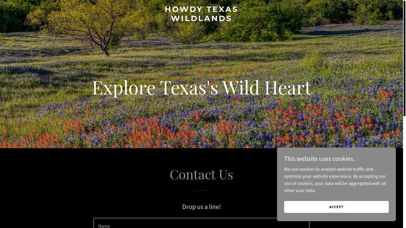 website screenshot of https://howdytexaswildlands.com/