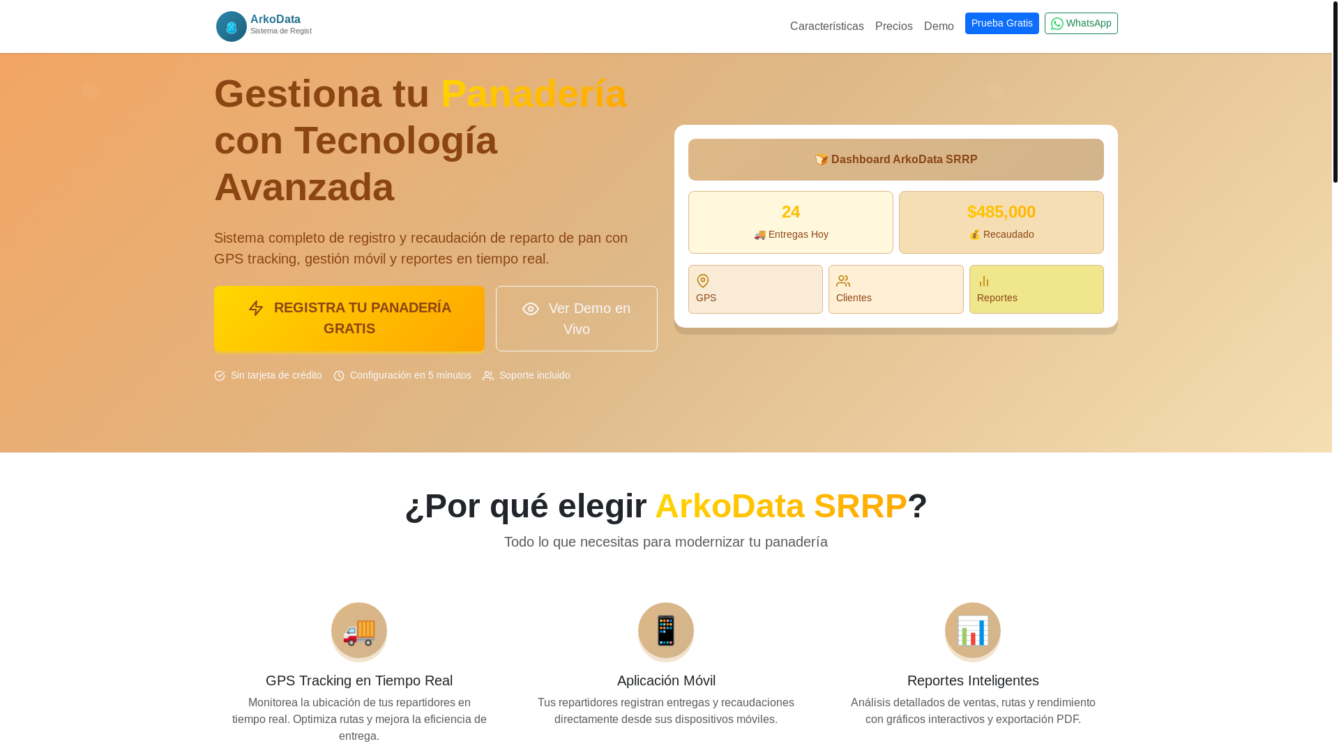 website screenshot of https://app-arkodata.cl/