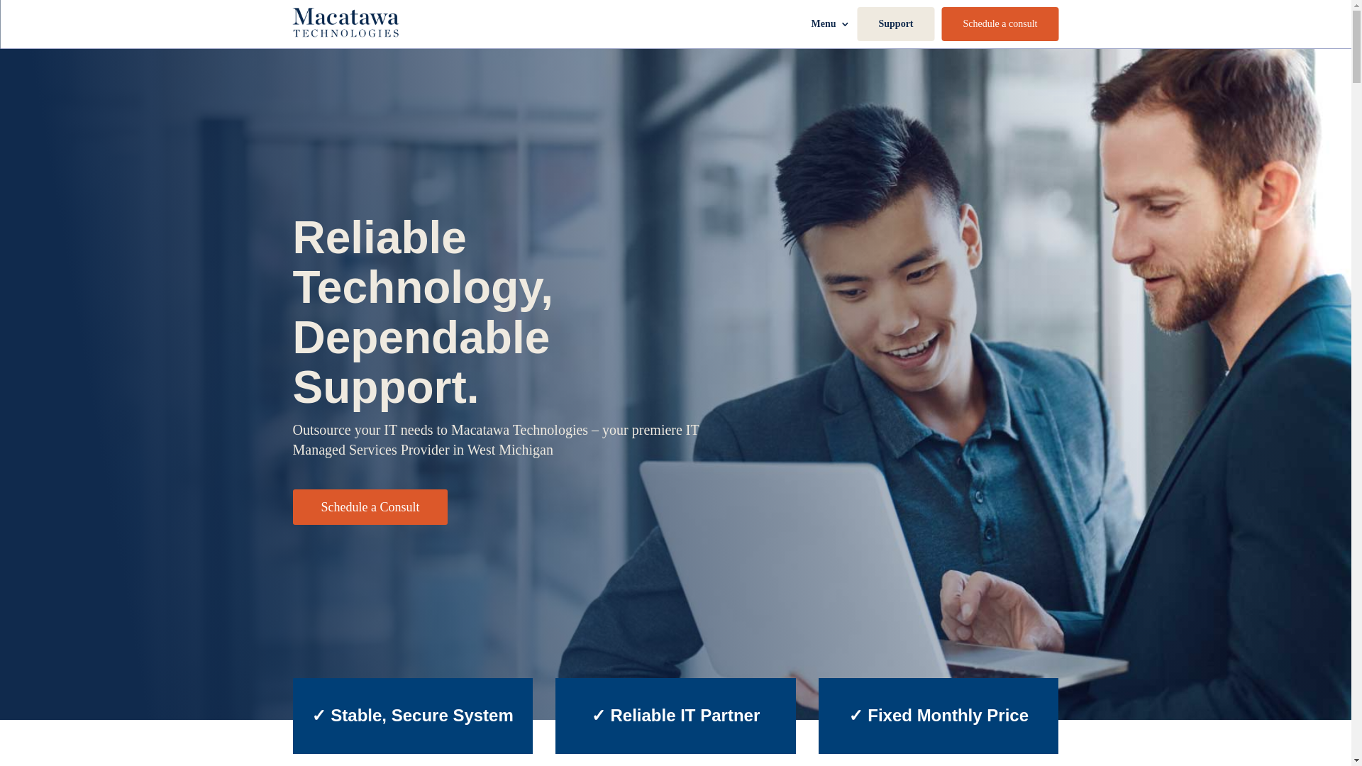 website screenshot of https://macatawa.technology/