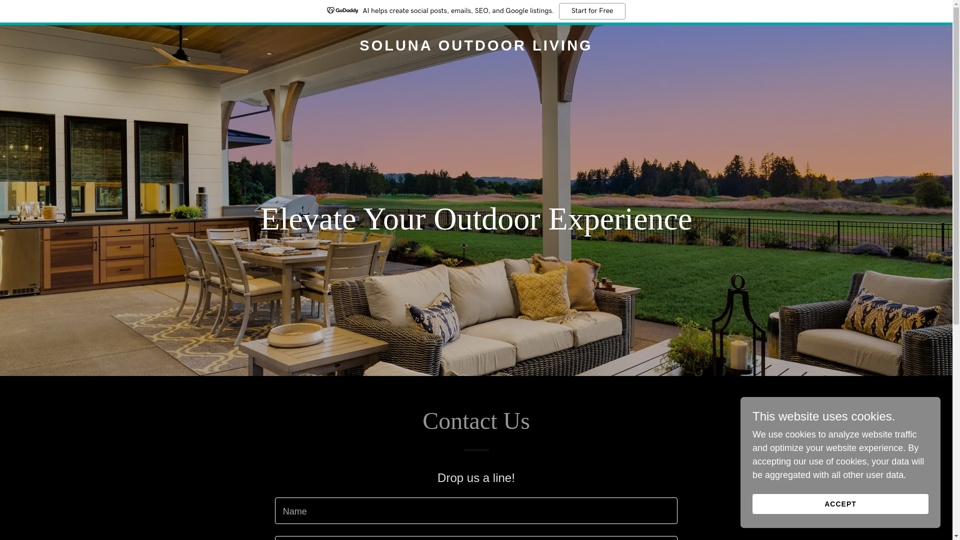 website screenshot of https://solunaoutdoorliving.com/
