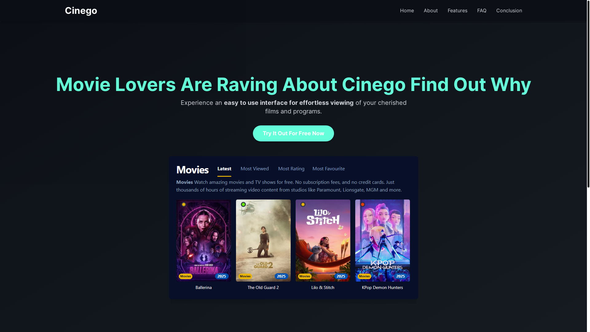 website screenshot of https://cinego-3zkd.pages.dev/