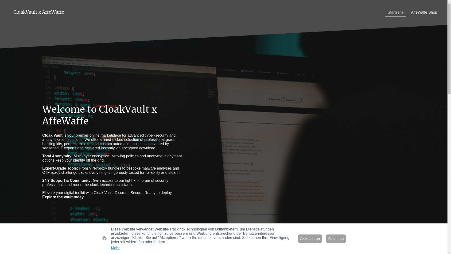 website screenshot of https://cloakvault.shop/