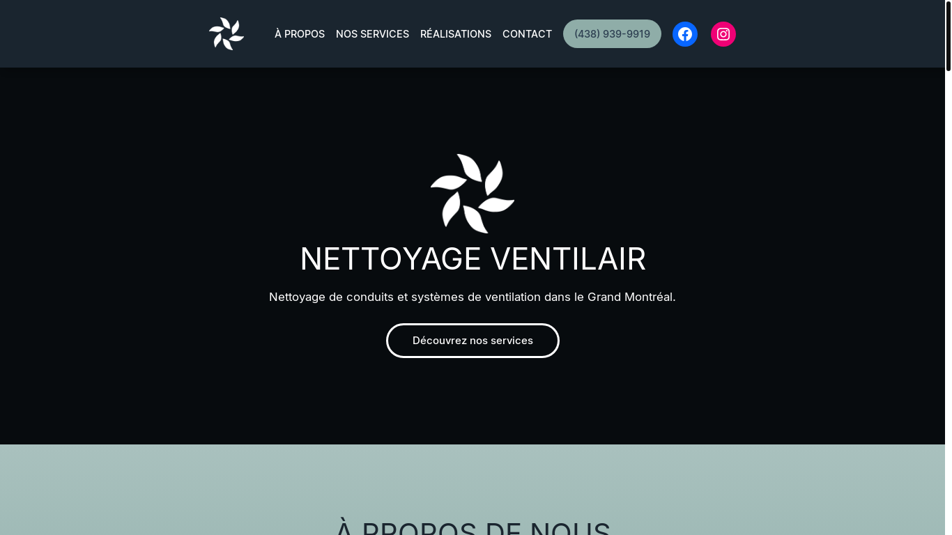 website screenshot of https://nettoyageventilair.pages.dev/