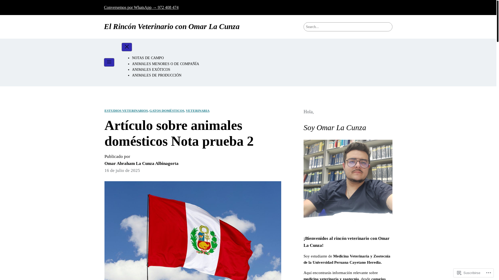 website screenshot of https://elrinconveterinarioconomarlacunza.com/