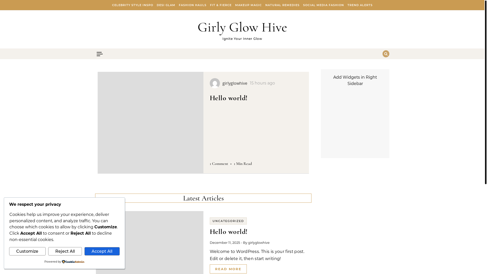 website screenshot of https://girlyglowhive.com/