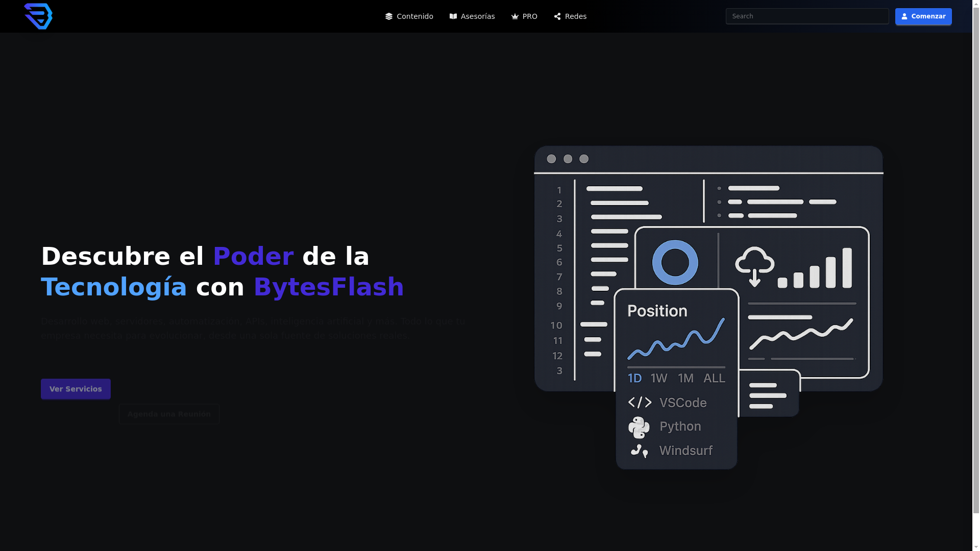 website screenshot of https://bytesflash.cl/