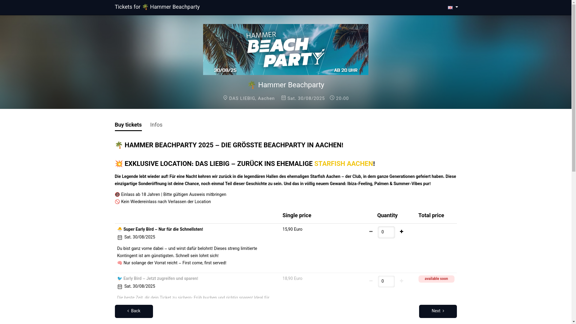 website screenshot of https://beachparty-aachen.de/