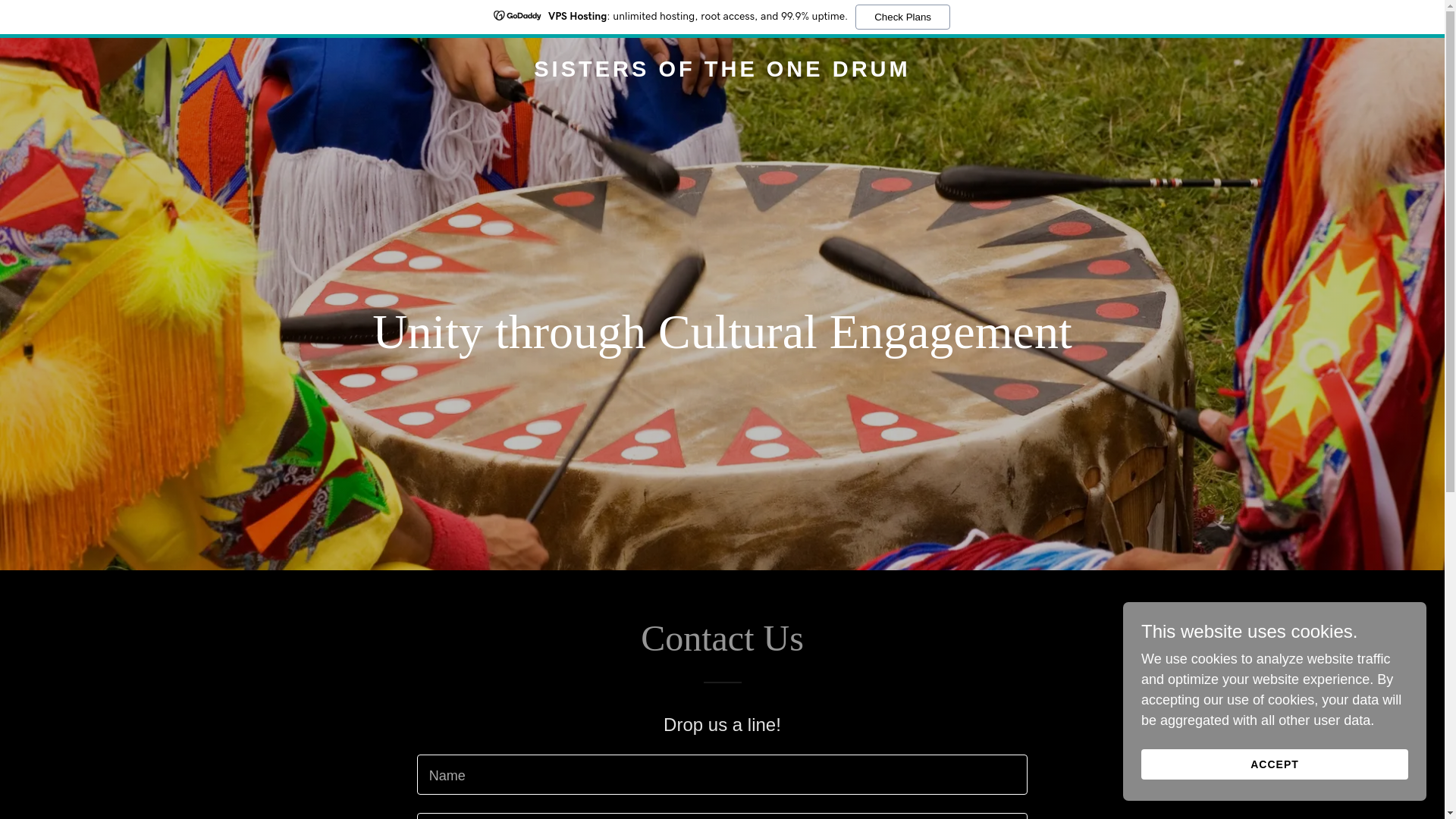 website screenshot of https://sistersonedrum.org/