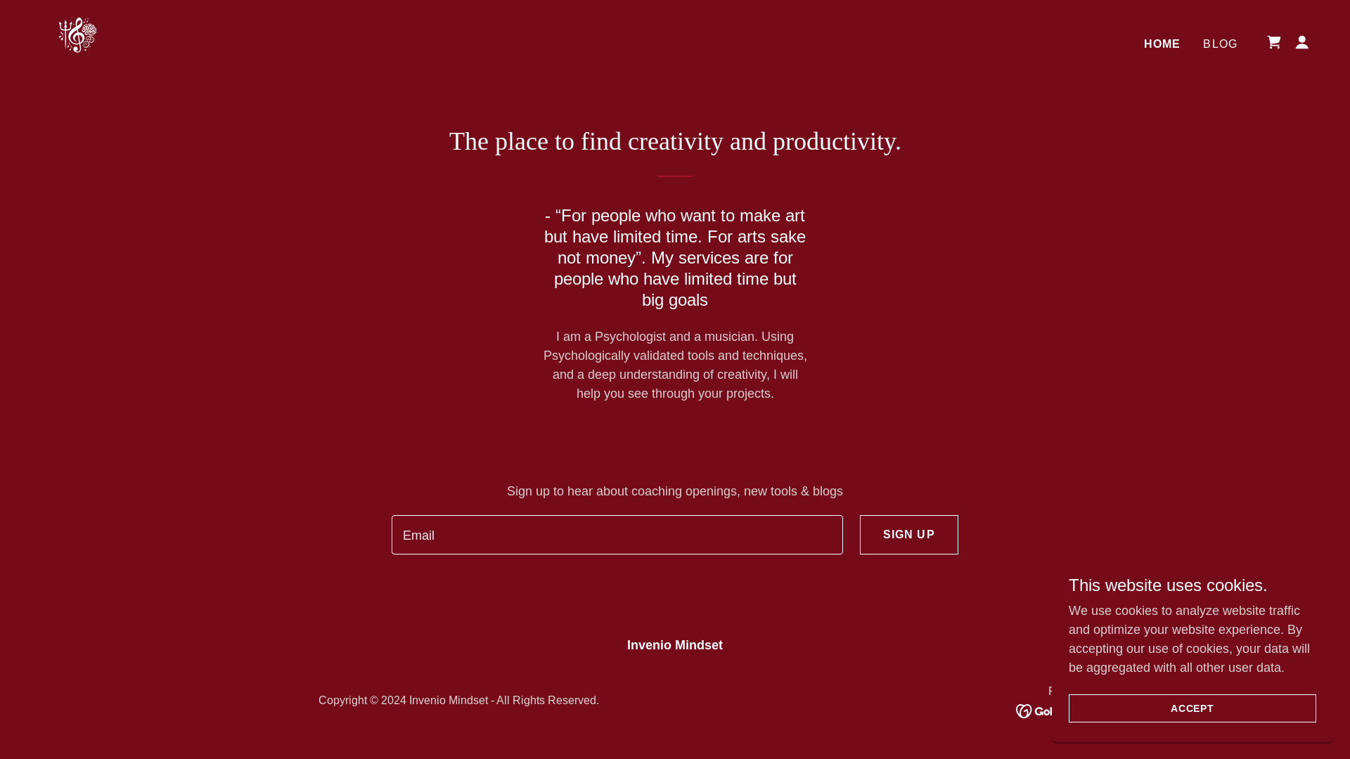 website screenshot of https://pursuitofcreativity.co/