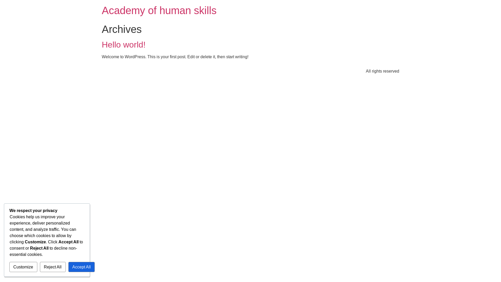 website screenshot of https://academyofhumanskills.com/