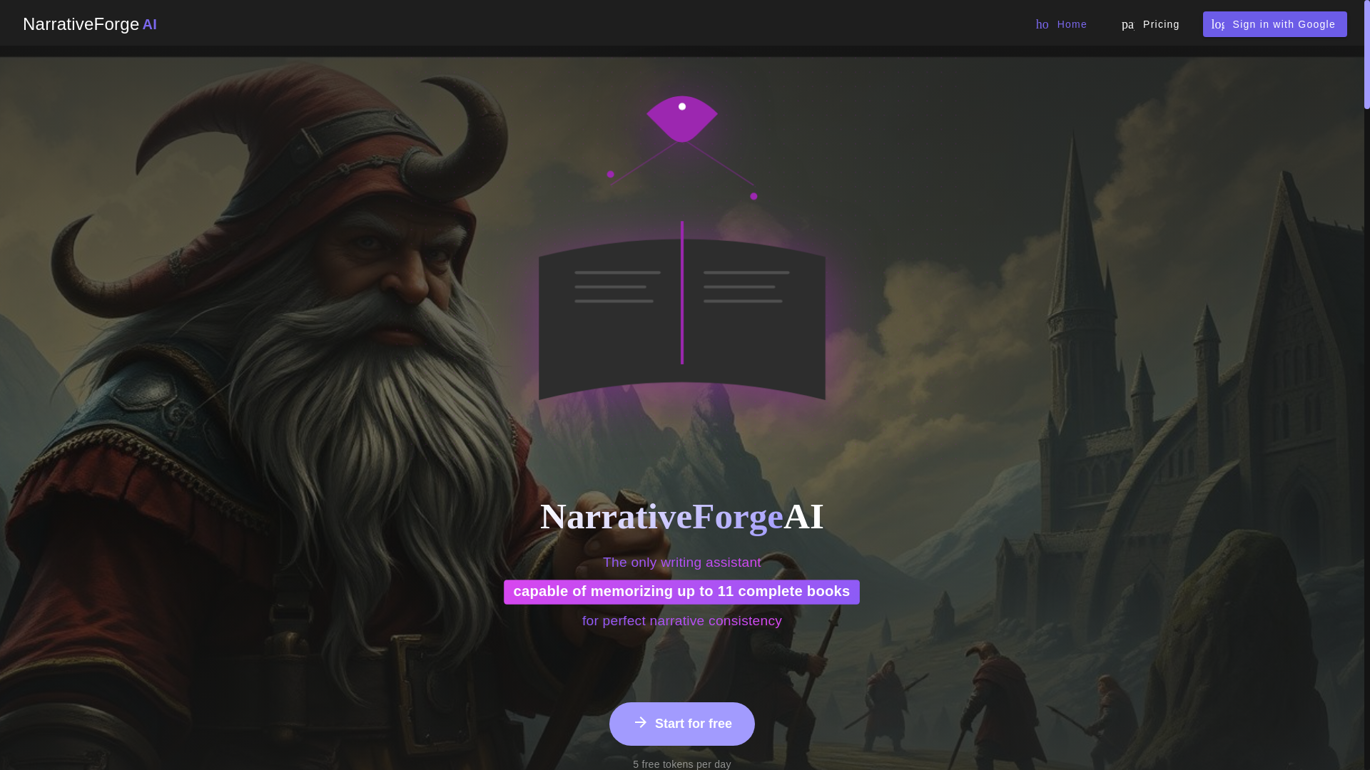 website screenshot of https://novelforgeai-staging.pages.dev/