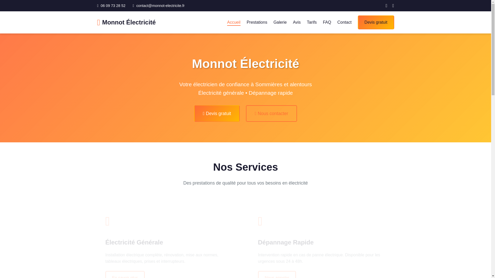 website screenshot of https://monnot-electricite.fr/