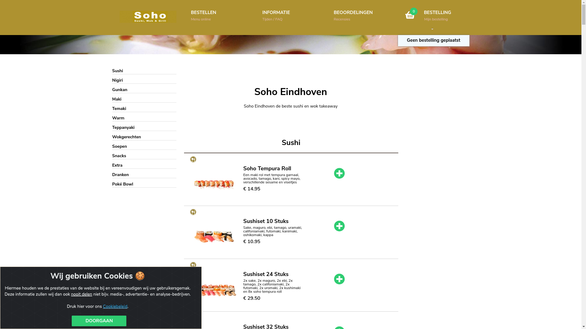 website screenshot of https://sohorestaurant.nl/
