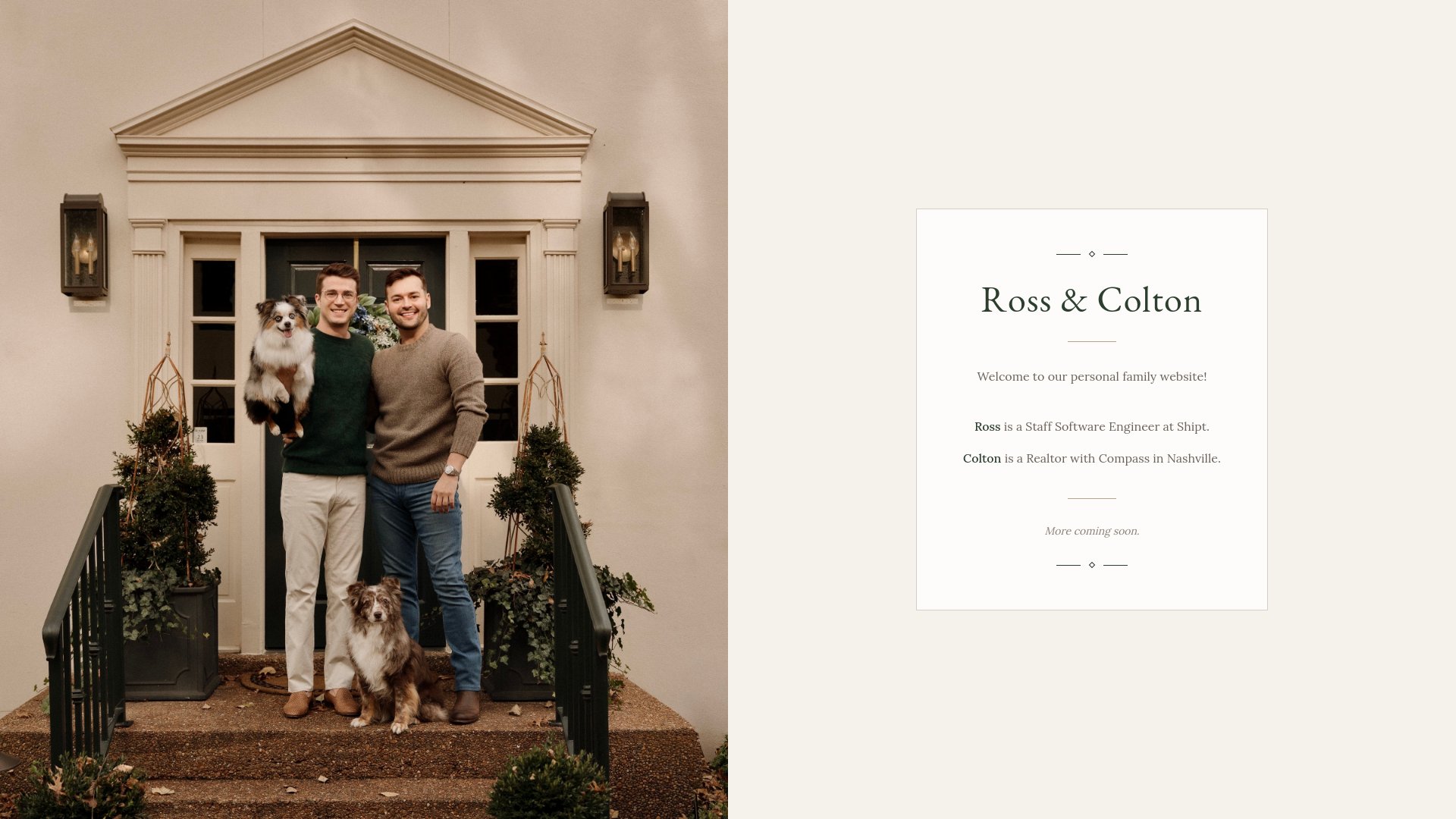 website screenshot of https://rossandcolton.com/