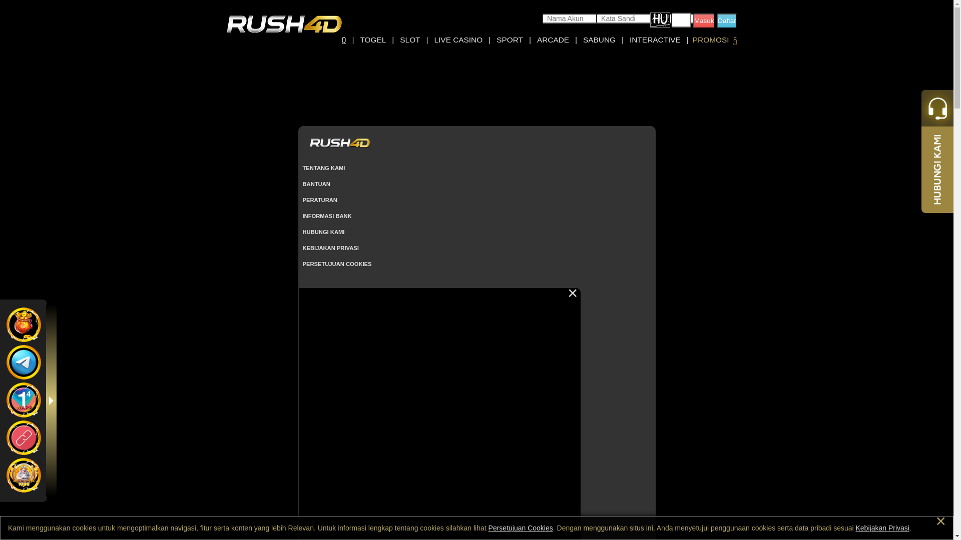 website screenshot of https://rush4d-1.id/