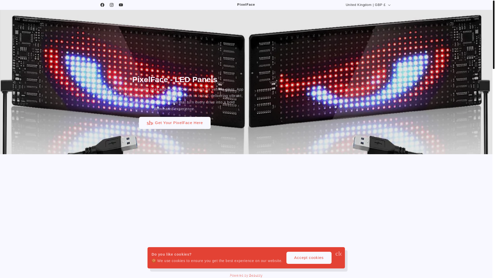 website screenshot of https://pixelface.store/