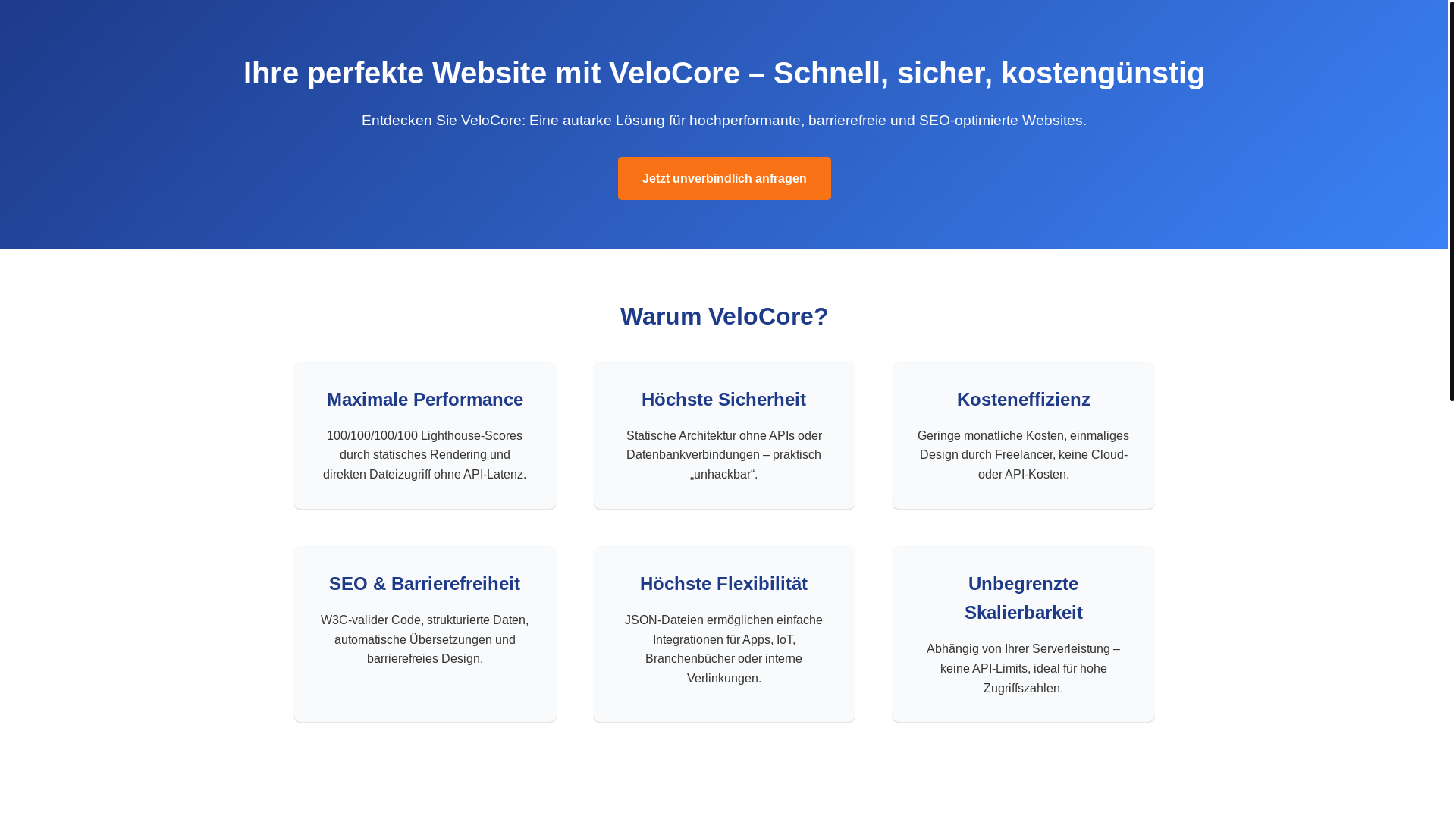 website screenshot of https://velocore.at/