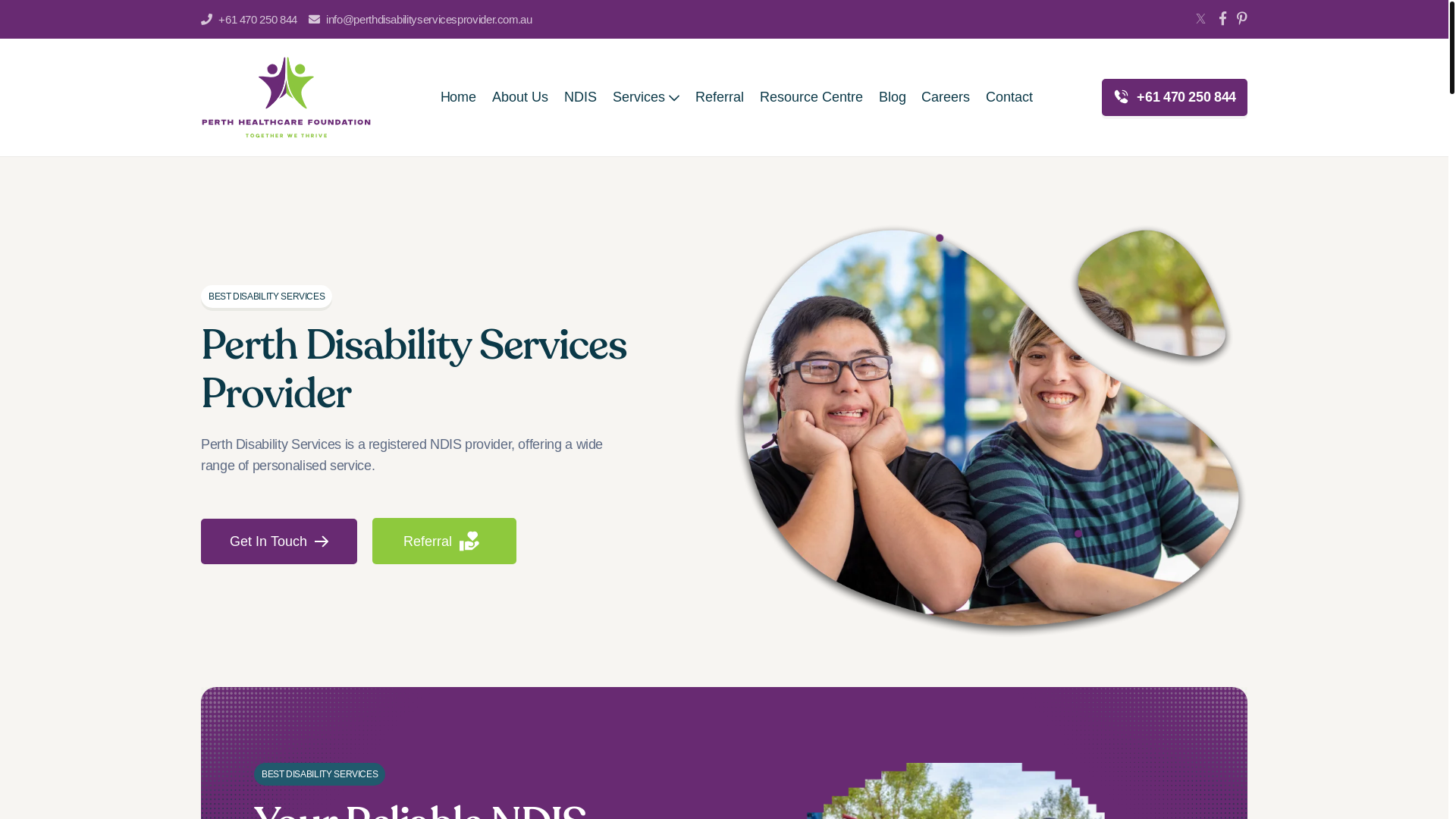 website screenshot of https://perthhealthcarefoundation.com.au/