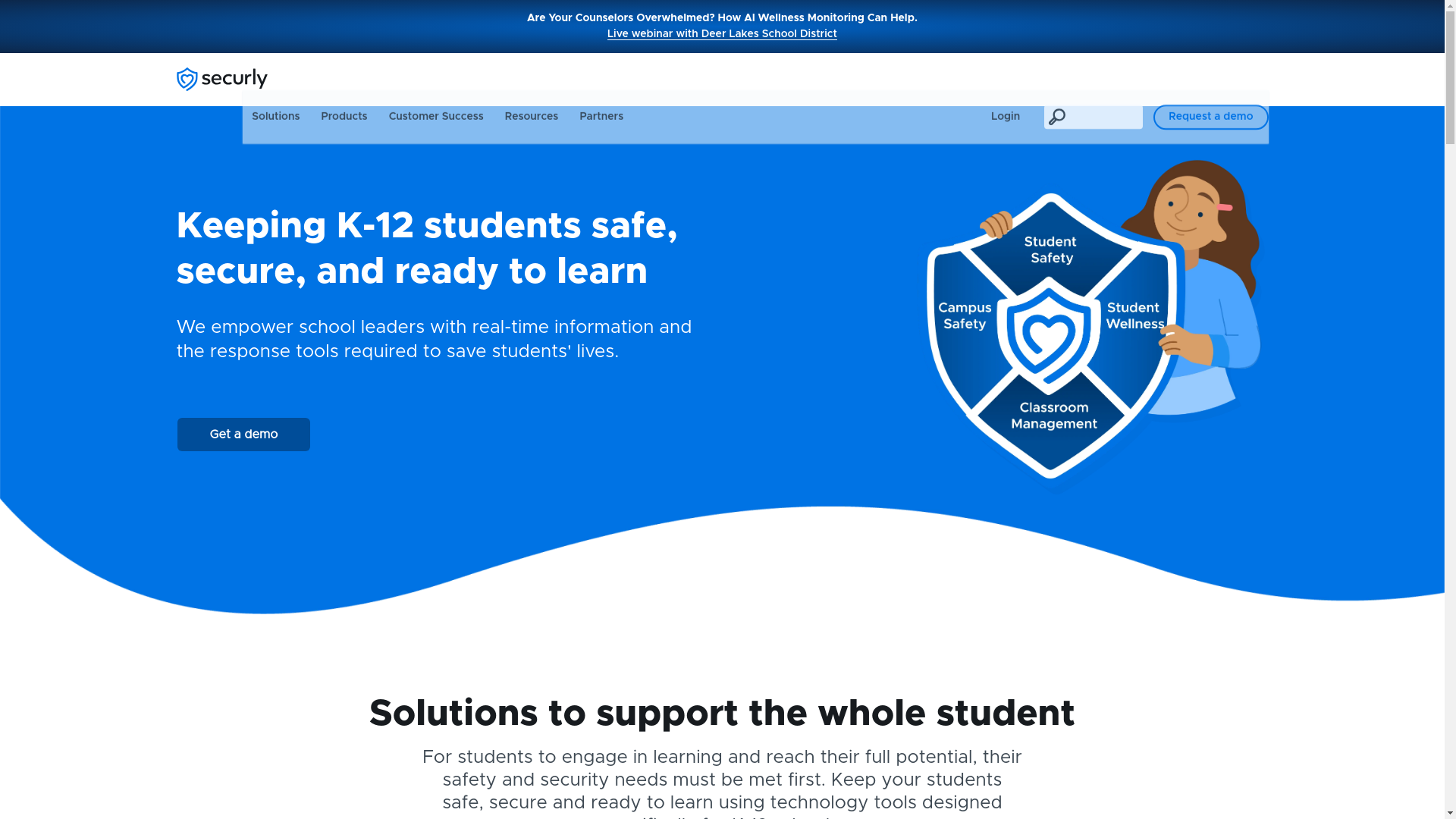 website screenshot of https://securly.com