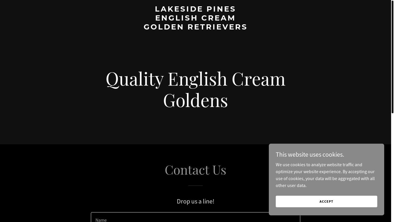 website screenshot of https://lakesidepinesenglishcreamgoldenretrievers.com/