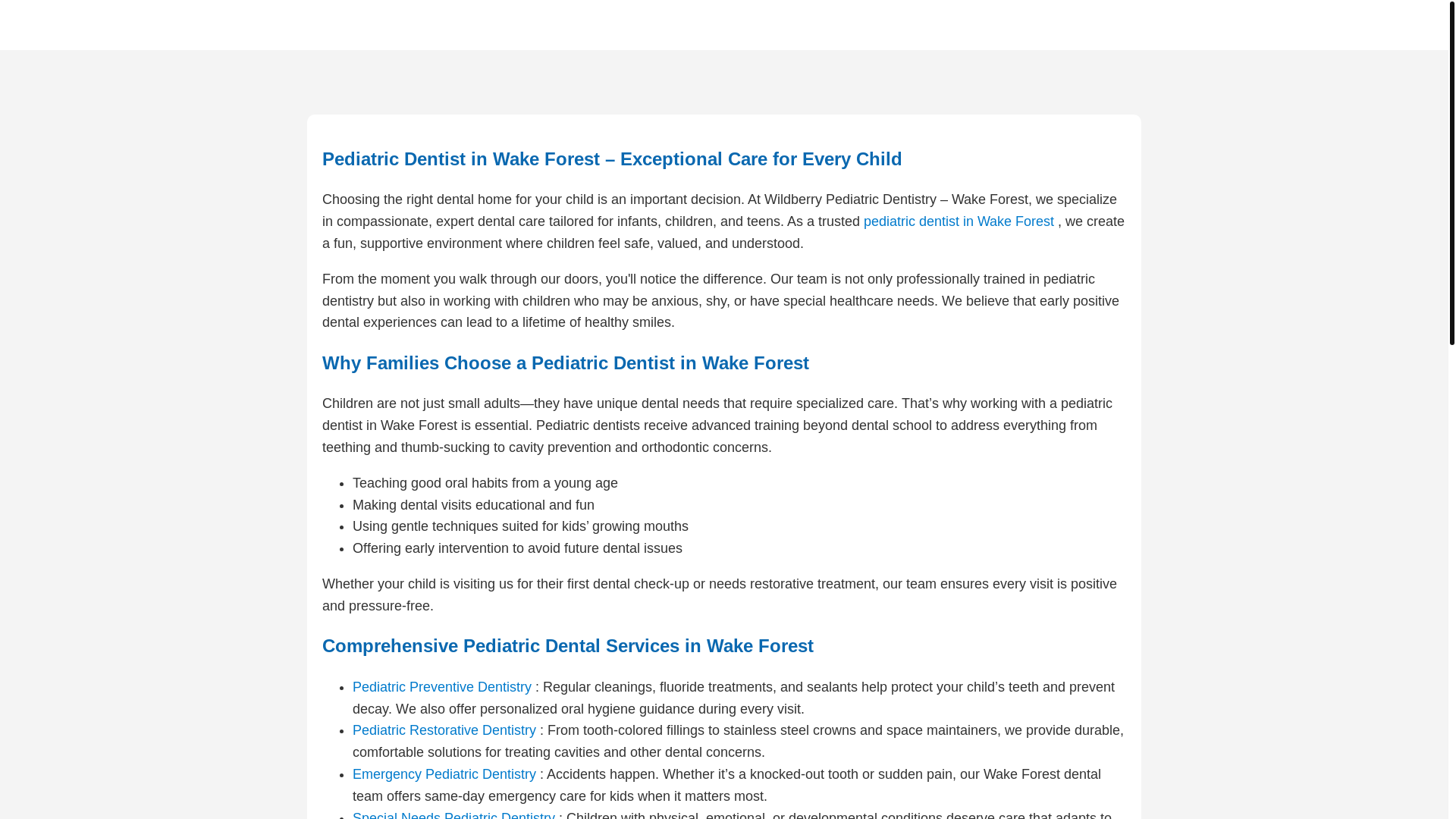 website screenshot of https://pediatric-dentist-wakeforest.pages.dev/