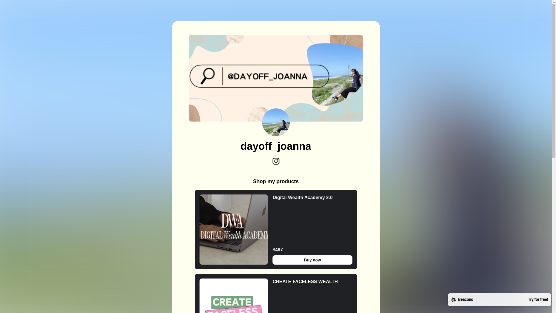 website screenshot of https://dayoffjoanna.com/